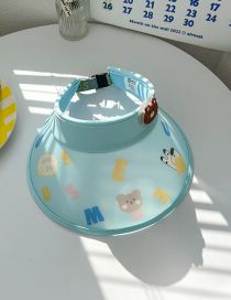Fashion Big Brim - Light Blue Music Bear Plastic Printed Empty Top Kids Sunscreen Hat