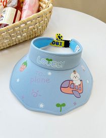 Fashion Large Brim-plane Rabbit Plastic Printed Empty Top Kids Sunscreen Hat
