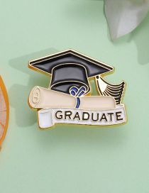 Fashion Bachelor Cap Alloy Paint Letter Bachelor Hat Brooch