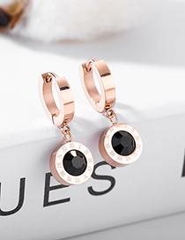 Fashion Round Black Diamond Titanium Steel Diamond Round Hoop Earrings
