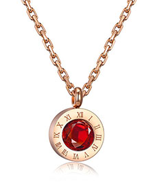 Fashion Red Alloy Diamond Geometric Round Necklace