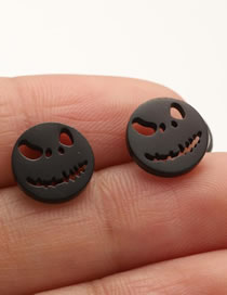 Fashion Black Titanium Steel Hollow Skull Stud Earrings