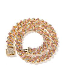 Fashion Gold + Pink (alloy Width 13mm) Necklace 24inch Alloy Geometric Chain Necklace