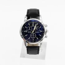 Fashion Black-faced Black Band/black-faced Black Band Stainless Steel Round Dial Mens Watch