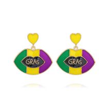 Fashion Color Alloy Glaze Lip Love Earrings