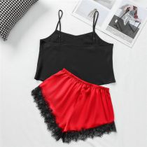 Juego De Pijama De Camisole De Encaje Poliéster