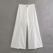 Pantalón Recto De Encaje De Poliéster