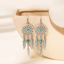 Fashion 29# Alloy Geometric Turquoise Tassel Earrings