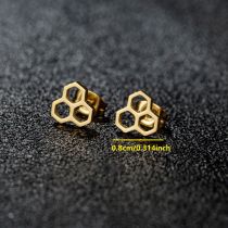 Fashion Golden 6 Stainless Steel Geometric Earrings