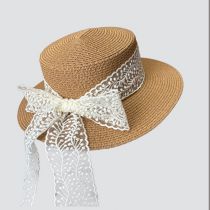 Fashion Short Edge Polka Dot Jl Khaki Straw Wide Brim Sun Hat