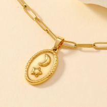 Oval Star Moon Pendant
