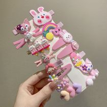 Fashion 2# Pink Rabbit 14-piece Set Resin Children's Cartoon Hairpin Set