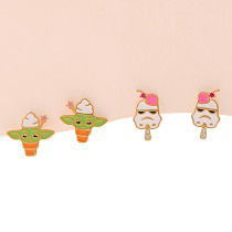 Fashion Color Copper Inlaid Zircon Cartoon Oil Drop Earrings 4-piece Set
