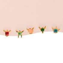 Fashion Color Copper Inlaid Zircon Cartoon Resin Earrings 5-piece Set