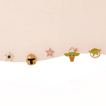 Fashion Color Copper Inlaid Zircon Cartoon Oil Drop Earrings 5-piece Set