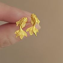 Fashion 24# Gold (real Gold Plating) Metal Carp Earrings