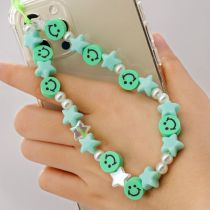 Fashion 40# Colorful Polymer Clay Beaded Mobile Phone Chain