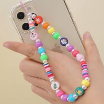 Fashion 60# Colorful Polymer Clay Beaded Mobile Phone Chain