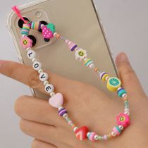 Fashion 80# Colorful Polymer Clay Beaded Mobile Phone Chain