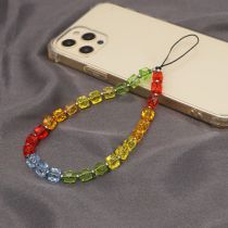 Fashion 100# Colorful Polymer Clay Beaded Mobile Phone Chain