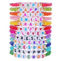Twenty One# Colorful Clay Letter Beaded Bracelet Set