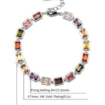 Silver Rectangular Zircon (4cm Extension Chain)