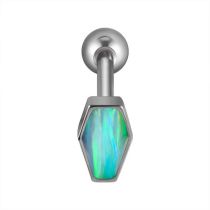 Clavos Para Lengua Piercing De Ataúd De Ópalo De Acero Titanio (2 Precios)