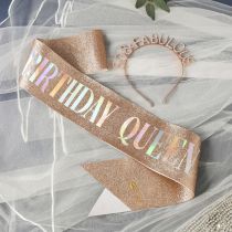 Diadema Con Alfabeto De Diamantes De Aleación Conjunto De Correa Para El Hombro Con Alfabeto De Tela Brillante