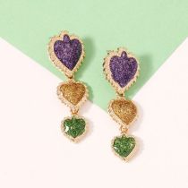 Three Love Hearts Alloy Heart Earrings