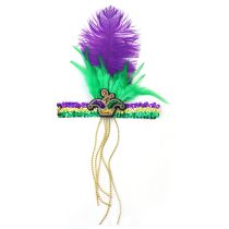 [upgraded] Feather Headband/hat Geometric Colorful Feather Sequin Carnival Headband