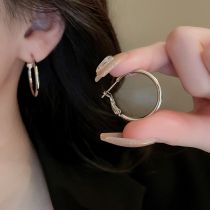 61# Silver-small Alloy Geometric Heart Round Irregular Earrings
