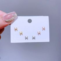 Earrings Set 102 Copper Inlaid Zirconium Geometric Earrings Set