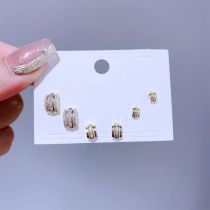 Earrings Set 189 Copper Inlaid Zirconium Geometric Earrings Set