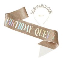 Set 8 Alloy Diamond Letter Headband Glitter Cloth Shoulder Strap Set