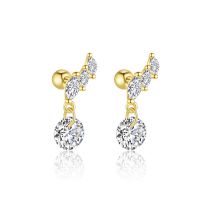 1#gold/one Pair Silver Diamond Geometric Round Teardrop-shaped Bow Star Moon Earrings