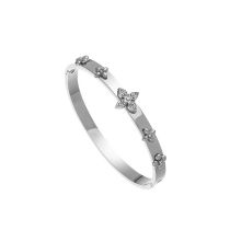 Pulsera De Pétalos De Diamantes De Acero De Titanio