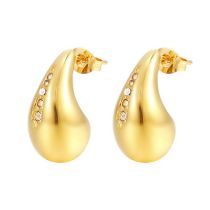 Earrings 21# Stainless Steel Diamond Teardrop Earrings
