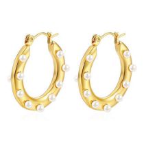 Earrings 16# Stainless Steel Pearl Five-pointed Star Diamond Petal Bow Irregular Earrings