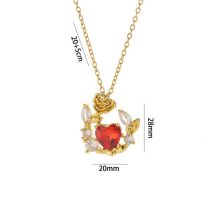 Collar De Corazón De Diamantes De Acero De Titanio