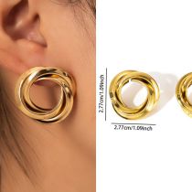 Pendientes De Acero Inoxidable Con Textura Irregular De Cruz Circular Geométrica