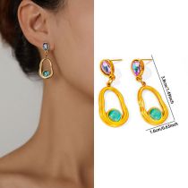 Pendientes De Acero Inoxidable Con Textura Irregular De Cruz Circular Geométrica