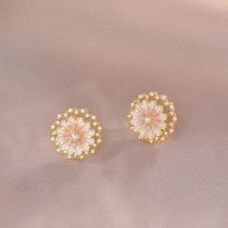 Pendientes De Flor De Diamante De Acero De Titanio