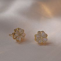 Pendientes De Flor De Diamante De Acero De Titanio