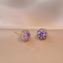 Pendientes Redondos De Acero De Titanio Con Diamantes.