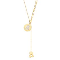 White Bear Golden Titanium Steel Letter Gold Brick Small Gold Bar Geometric Necklace