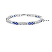 4mm Round Electroplated Platinum Length:20cm Silver Round Diamond Bracelet