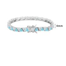 4*4mm Triangle Electroplated Platinum Length:20cm Silver Triangle Bracelet With Diamonds