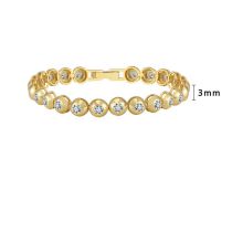 3mm Round 14k Gold Length:16.5cm Silver Round Diamond Bracelet