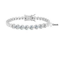 5mm Heart-shaped Platinum Length:20cm Silver Diamond Heart Bracelet