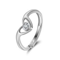 Ring 50# Silver Diamond Round Butterfly Leaf Pearl Geometric Round Ring